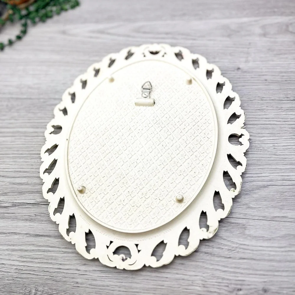 Ornate‎ Gold & White Mirror: Vintage Easel Tabletop Display